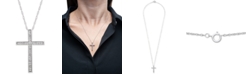 Macy's Diamond Cross Pendant Necklace (1/10 ct. t.w.) in Sterling Silver